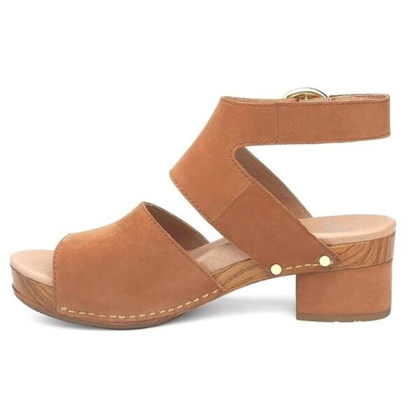 Dansko Swedish Hasbeens Leather Clogs Sandals Platform Comfort Heels Peep Toe - Picture 4 of 5